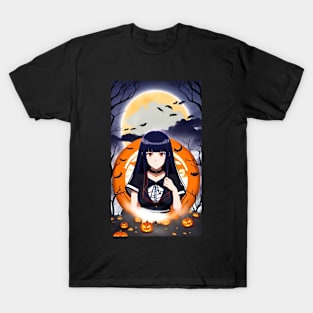 Kawaii Anime Girl With Pumpkin Patch T-Shirt